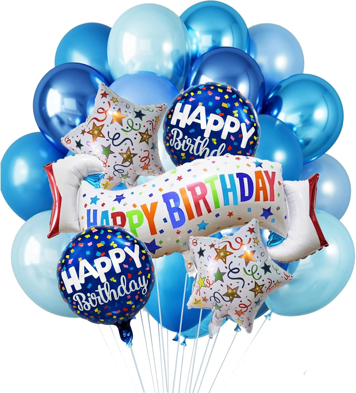 Birthday Decoration Set Colorful Happy Birthday Banner Balloon for Girls Boys Kids & Adults Birthday Decorations and Party Supplies (Birthday E) - Blue Balloon