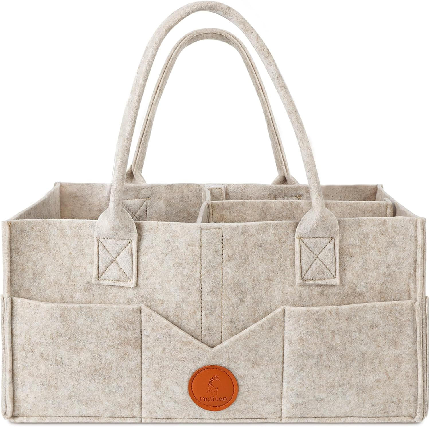 Maliton Baby Diaper Caddy Organizer for Changing Table, Nursery Storage Bin Basket with Handle, Felt Diaper Organizer Suitable for Indoor Outdoor (Khaki) image number 7