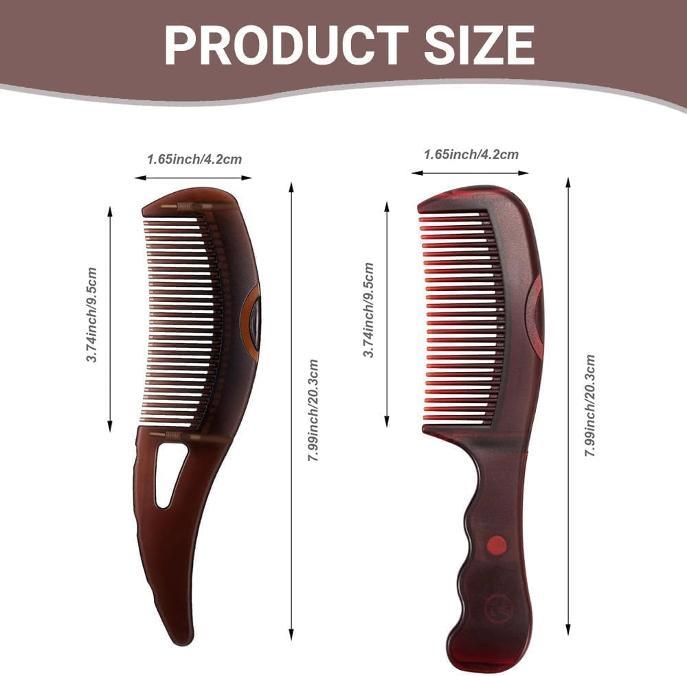 2Pcs Dandruff Fine Tooth Red Scalp Detox Combs, Hollow Teeth Energy Massage Dandruff Comb, Fine Tooth Remover and Relief Comb with Hollow Tooth Hairbrush