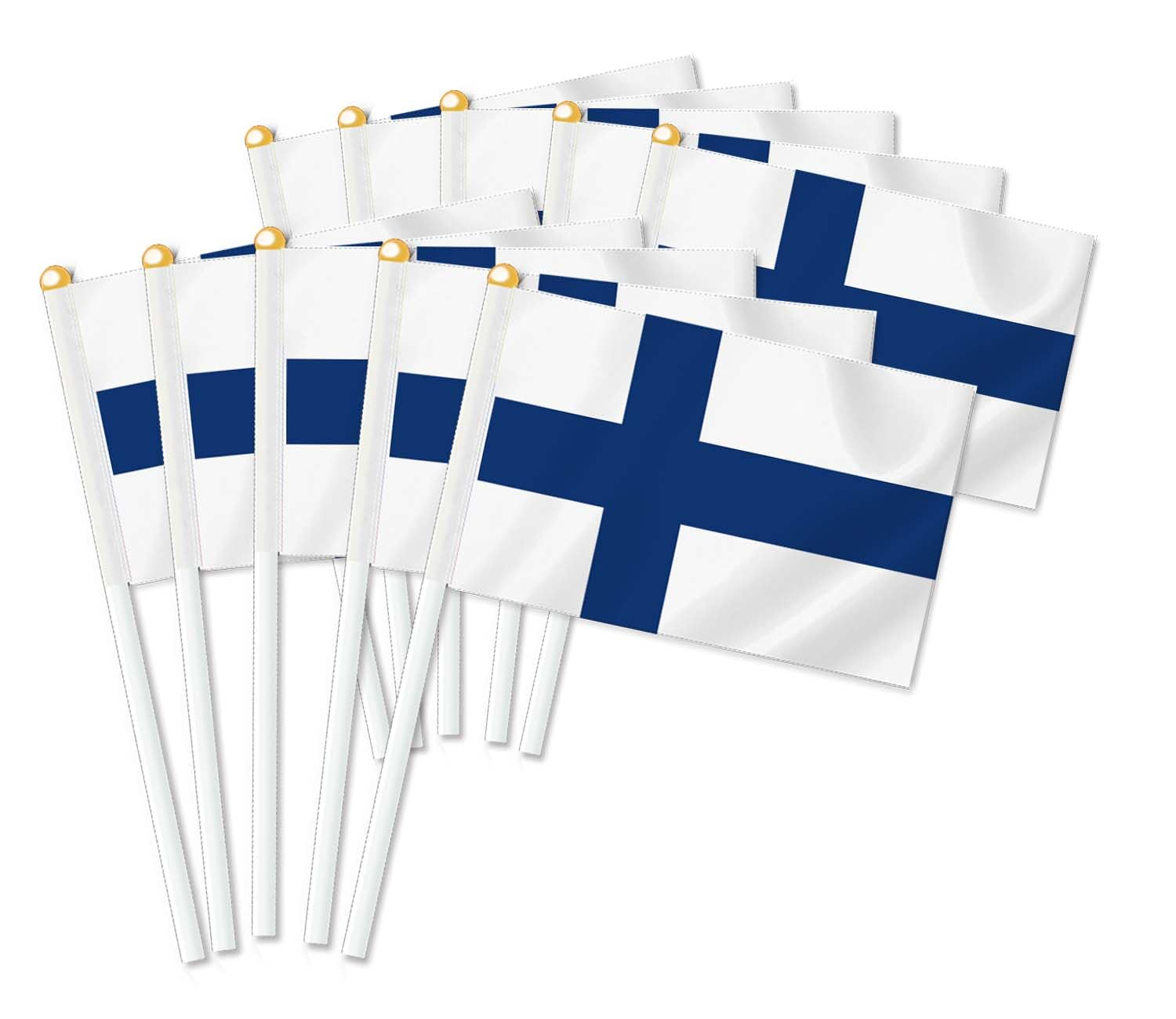 10 PCS Finland Handheld Small Flag, Finns Hand Held Mini Decor Decoration Banner