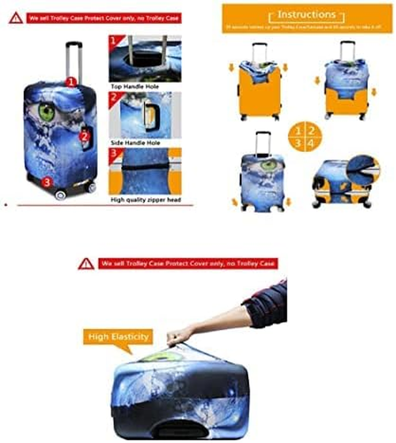 Wunm Studio CE Personalised Luggage Cover - Mysterious Travel Suitcase Galaxy Protection 3D Print Trolley Case DIY Logo Case Travel Accessories Elastic Luggage Dust Cover (Starry Sky, XL) image number 1