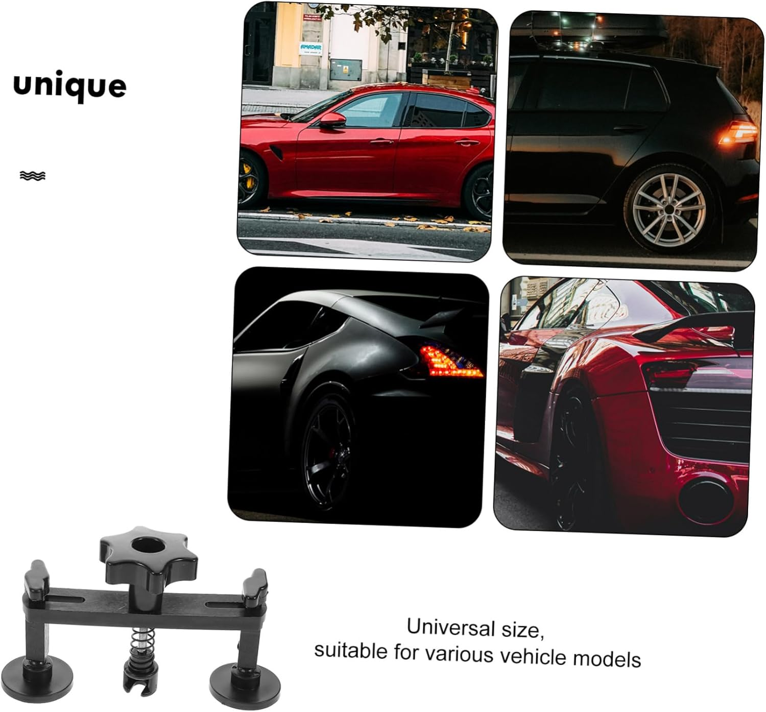 DINHEAROM Dent Tool Kit Suction Cup and 18 Black Glue Tabs for Small and Large Automotive Dents, Hail Damage Repair Set Suitable for Car Bodywork Maintenance