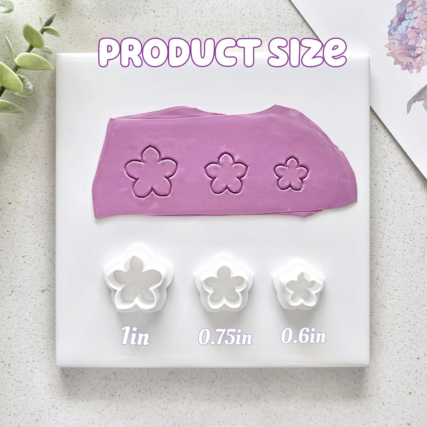 Flower Petal Clay Cutters - 3Pcs Polymer Clay Cutters for Earrings Making with 1Pc Petal Press Mold - Jewelry Making Tools - Leaf1 image number 7