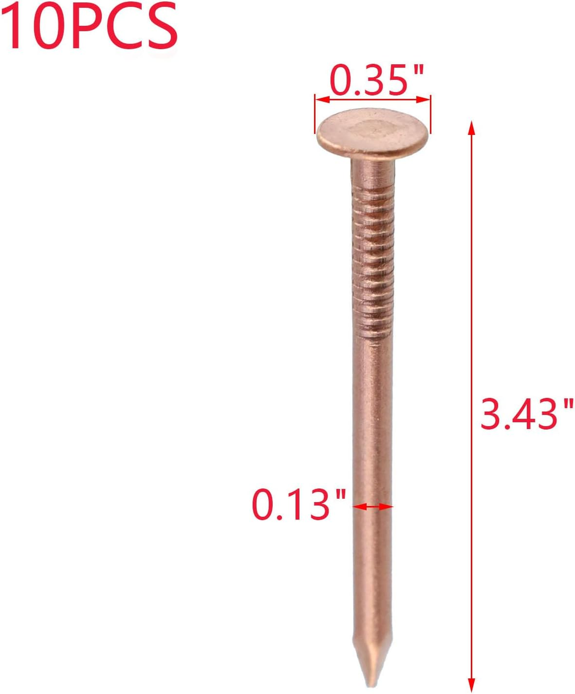MY MIRONEY 10 Pack 3.4 Inch Copper Nails Solid Copper Nail Spikes for Slating & Roofing image number 3