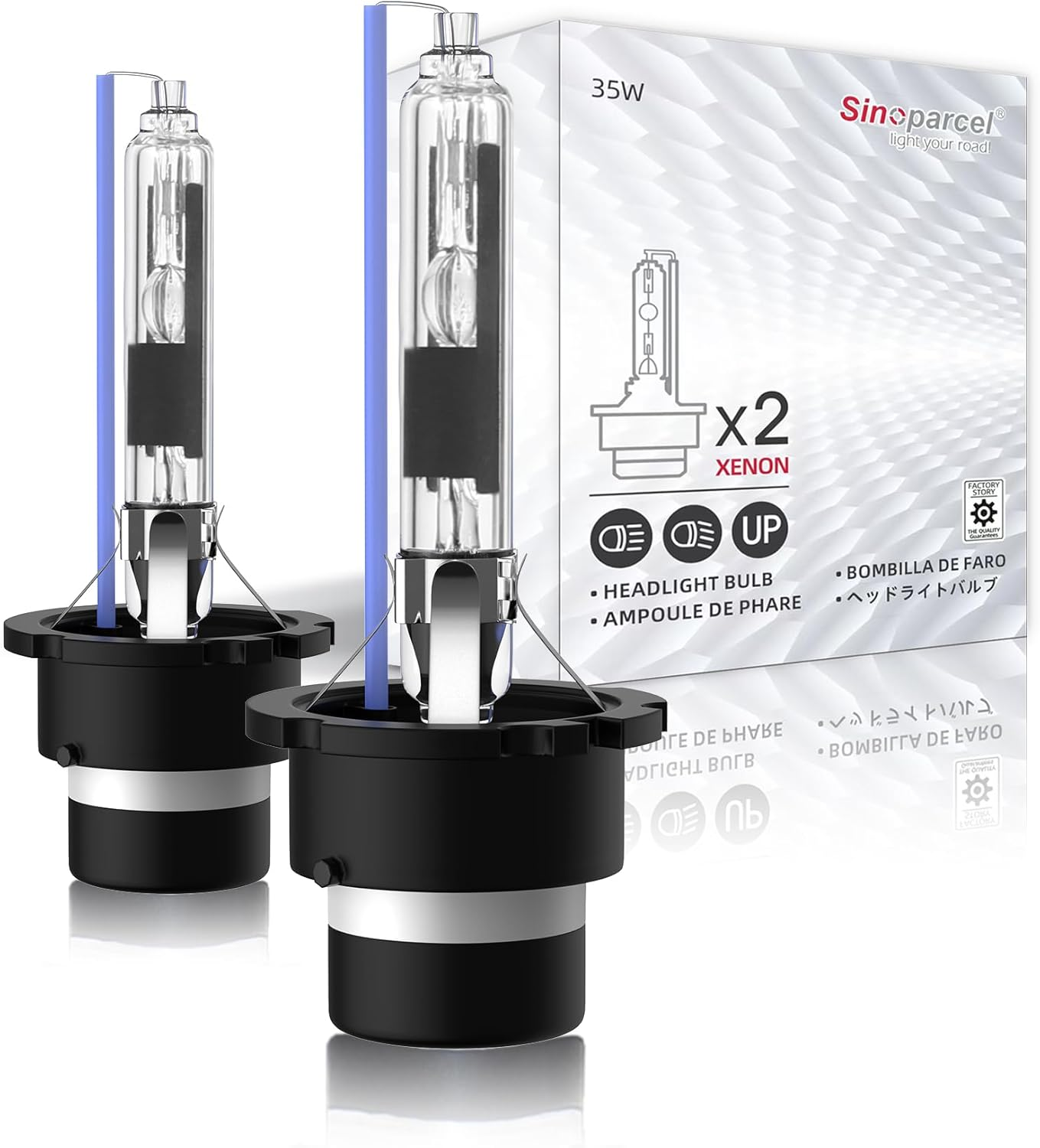 Sinoparcel D1S HID Bulb,6000K 35W, Replacement High Low Beam Headlights Xenon Bulb - Pack of 2