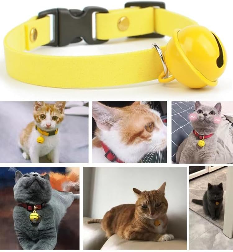 Breakaway Cat Collar Strip Bell，Safety Quick Release Cat Collars,Double Velvet with Bell, S-Size -20 Cm (Fit within 3 Kg) for Cats Puppy（Yellow）