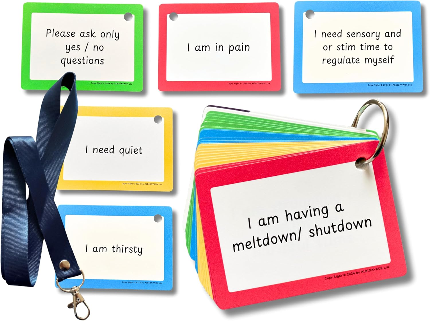 50 Autism and ADHD Communication Cards Visual Aid Nonverbal Communication Board Speech Delay Feelings Emotions Flash Cards Autism Special Needs Cue Cards Language Learning Toys for Kids and Adults image number 1
