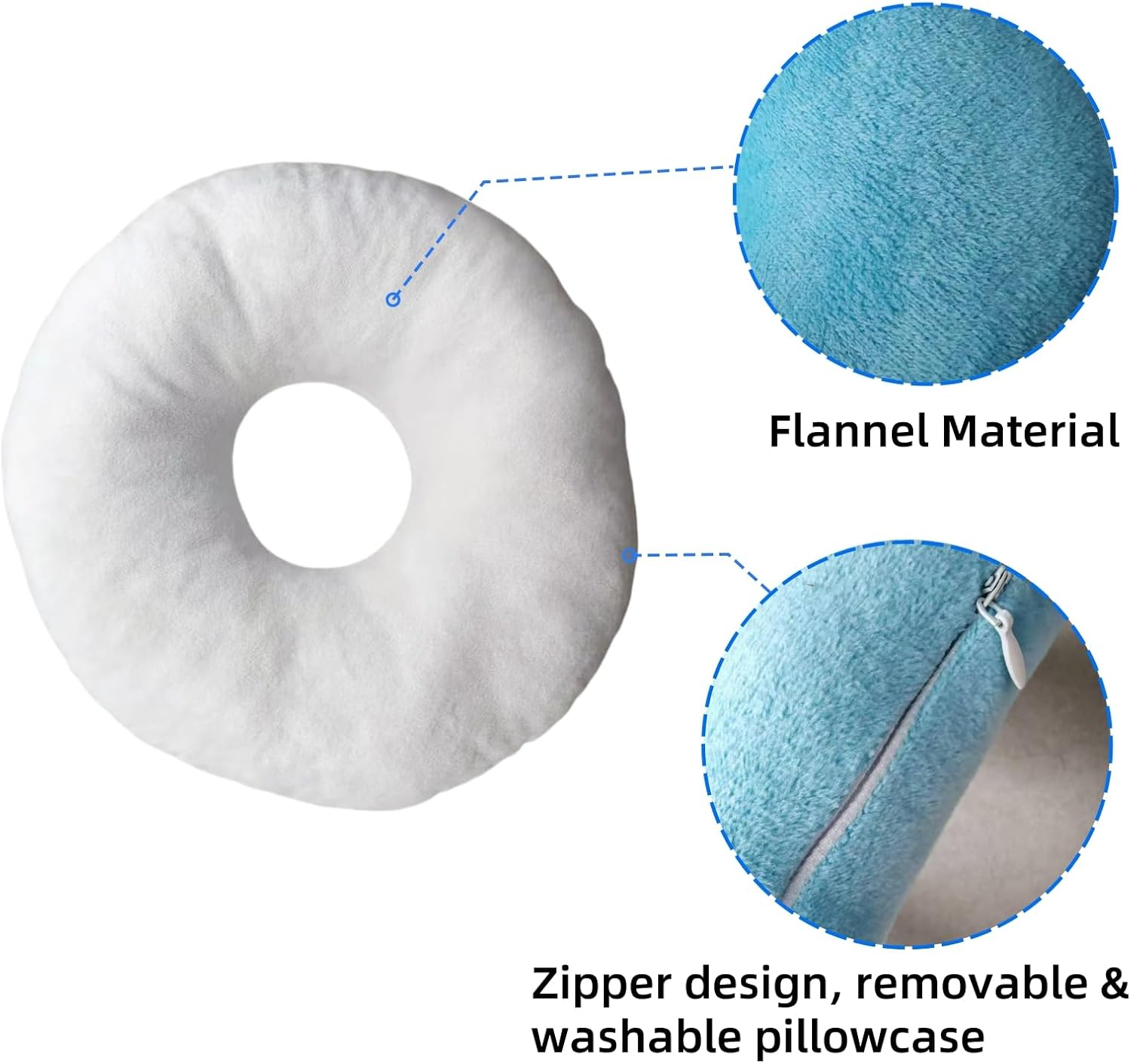 Sanseenia Donut Pillow, Ear Piercing Pillow for Side Sleepers, Face down Pillow, Small Donut Pillow with Ear Hole, Ear Relief for Ear Pressure and Pain, Ideal for Headphones (Pink) - Blue image number 2