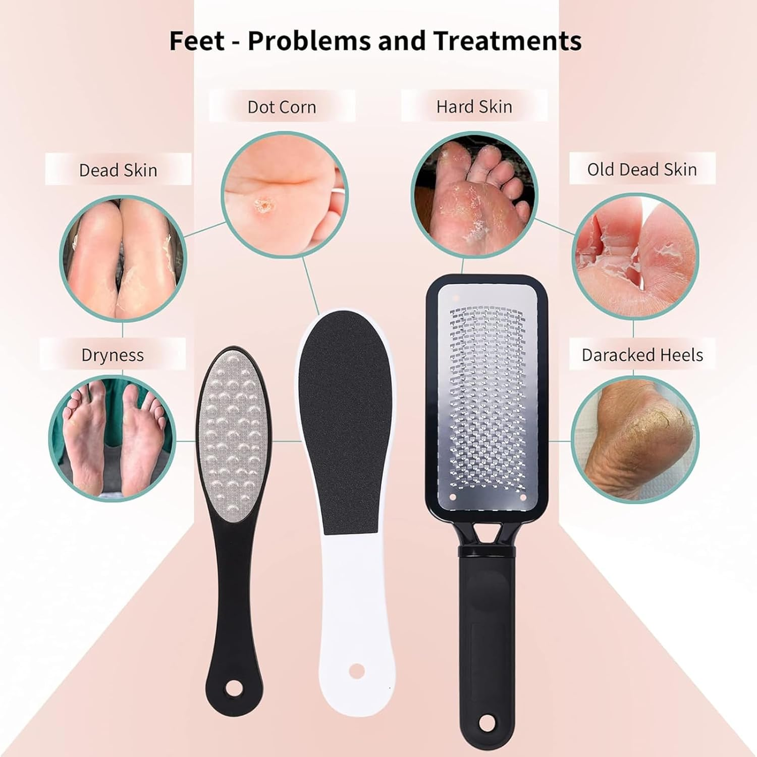 Weidllys Professional Foot Scrubber for Hard Skin - Pack 3 Pedicure Foot File, Foot Scraper & Callus Remover for Feet Leaving Soft & Smooth Heels image number 3