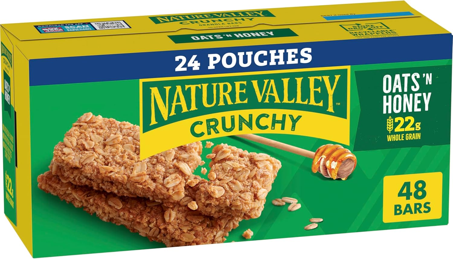 Nature Valley Crunchy Granola Bars, Oats 'N Honey, 48 Ct, 35.76 Oz (24 Pouches) image number 5