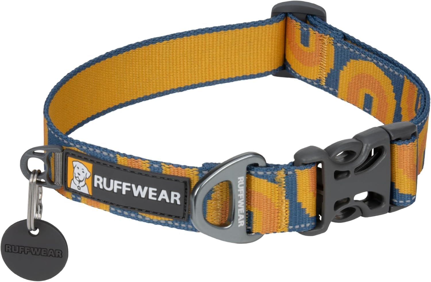RUFFWEAR Crag Dog Collar, Large Dog Collar with Aluminium V-Ring, Adjustable Length, Pet Dog Collar, Comfortable Soft Collar, Premium Animal Collar with Dog Lead Attachment Ring