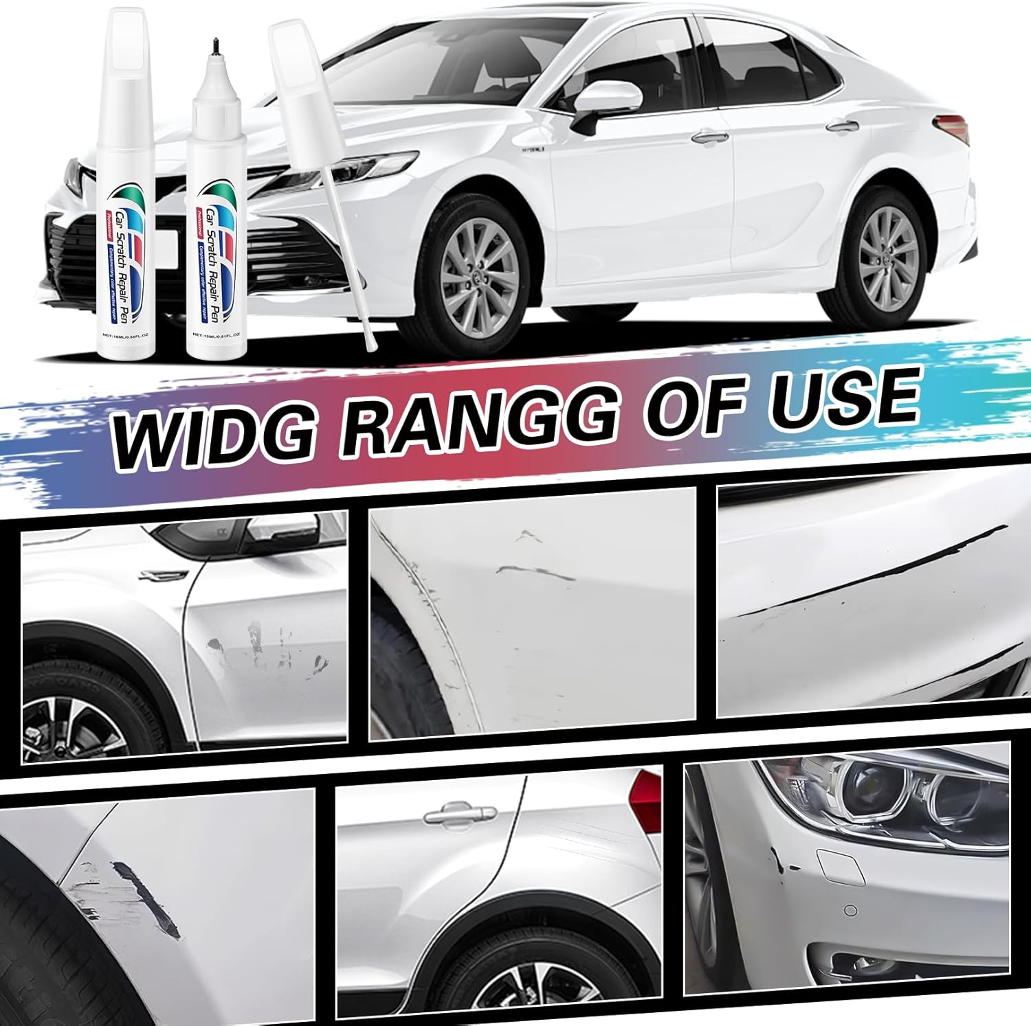 2-In-1 Touch up Paint for Cars,Car Paint Touch up Pen for Deep Scratches,Car Scratch Repair Pen Auto Scratch Remover for Quick and Easy Fix,Quick Drying-Long Lasting Adhension (White) image number 2