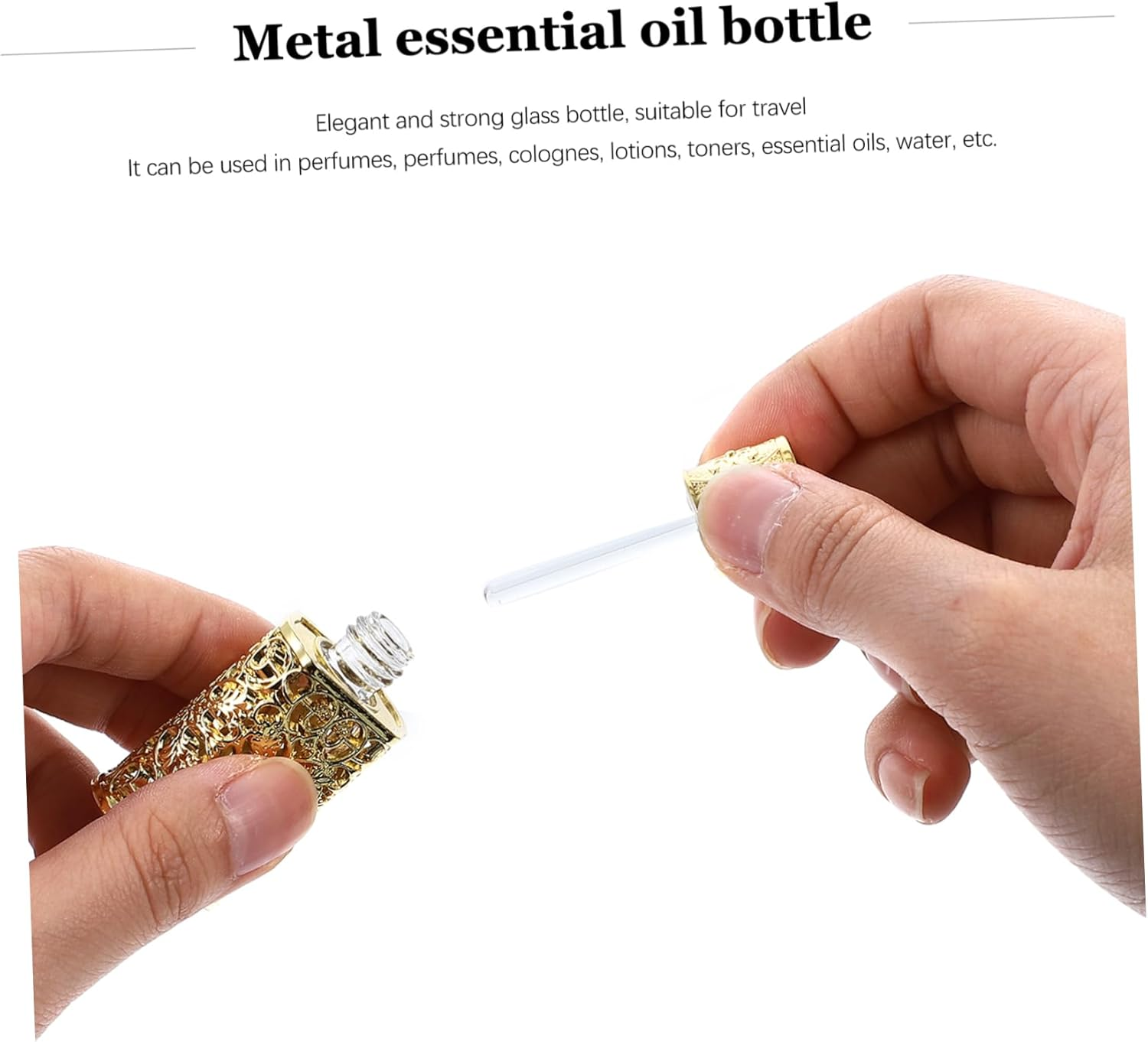 Hohopeti 3Pcs Essential Oil Bottle Perfume Travel Atomiser Leakproof Spray Bottle Metal Portable image number 5