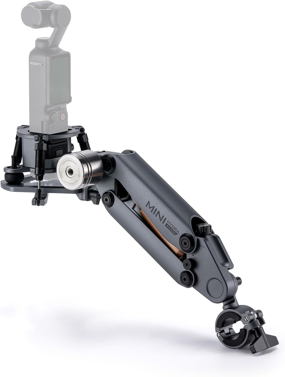 Tilta Hydra Alien Mini Biking Kit, Shock Absorbing Arm with Handlebar Mount, Pocket 3 Shock Absorbing Head - Titanium Grey HDA-T15-D-TG image number 6