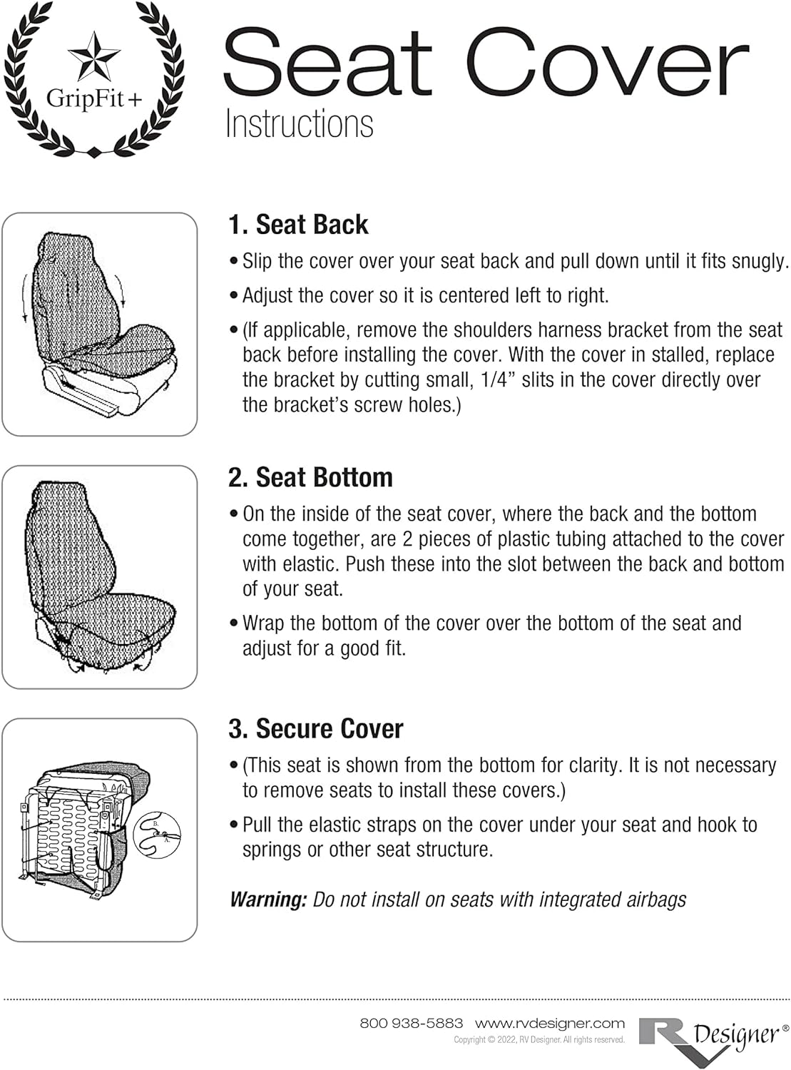 C8958, Motorhome Seat Cover, Gripfit+, Fits Most Seats, 2-Pack, Black image number 1
