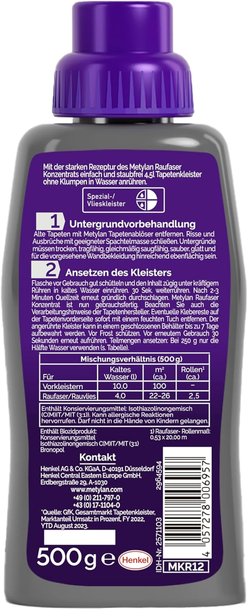 Metylan Non-Woven Ready Paste Concentrate, Wallpaper Paste for Non-Woven Wallpaper, Strong & Quick Mixable Paste for Immediate Use, 1 X 500 G image number 1