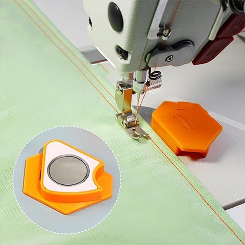 Leanockesa Magnetic Seam Guide for Sewing Machine,Multi-Purpose Tool Polygonal Strong Magnetic Gauge Seam Guide Hemmer Guide with Scale,Sewing Sewing Supplies Accessories(Pink Orange Green*1) - Pink image number 3