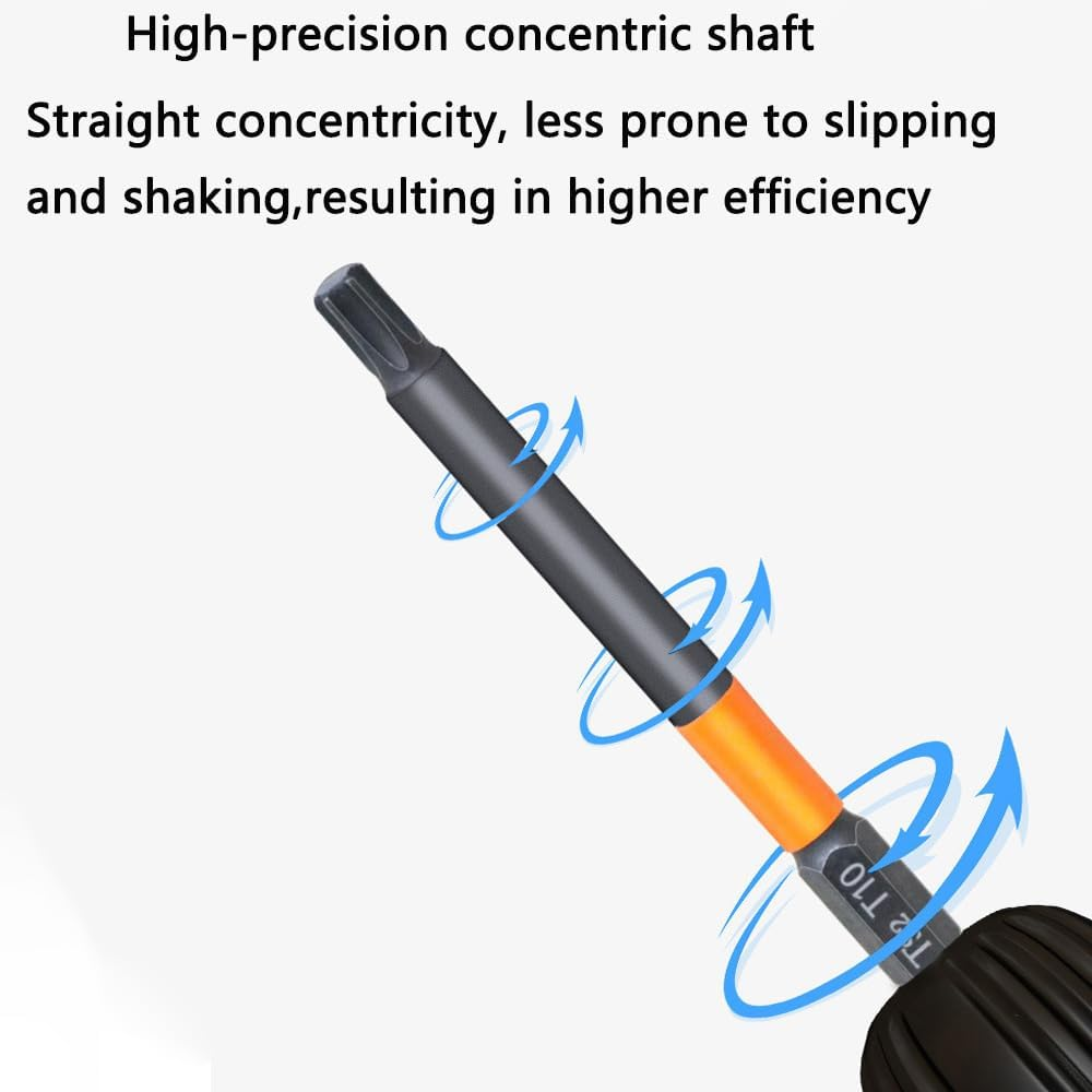 KEWAYO 10Pcs Screw Driver Bit Set,S2 Alloy Steel Magnetic 1/4 Inchollow Plum Blossom Head Screwdriver Set, for Home Automotive Repair T10, T15, T20, T25, T30, T40 image number 4