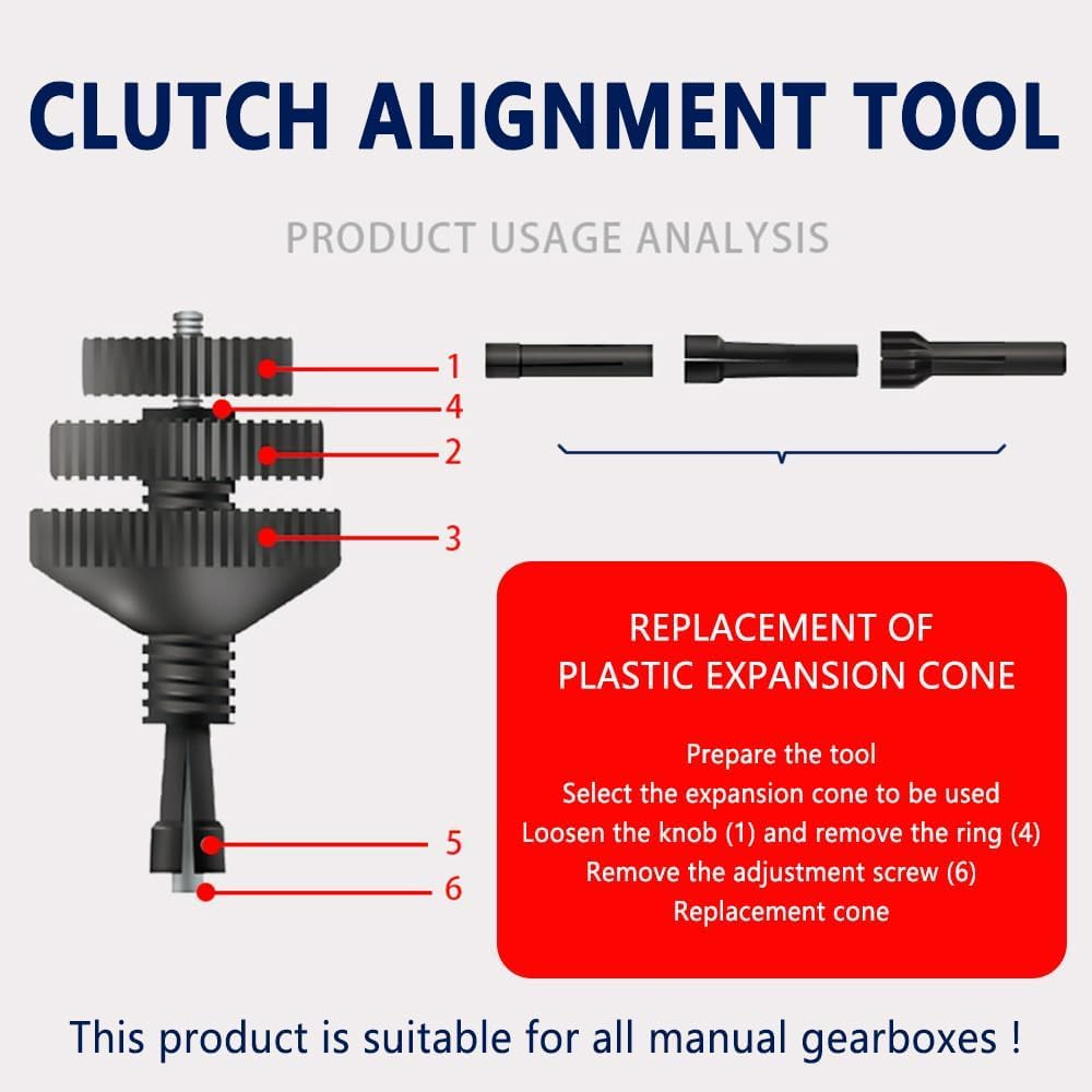Clutch Alignment Tool,Universal Car Alignment Tool Kit for Most Cars and Light Trucks Clutch,Car Accessories Single Disc Clutch Alignment Plates Tool with 2 Plastic Sleeve image number 5