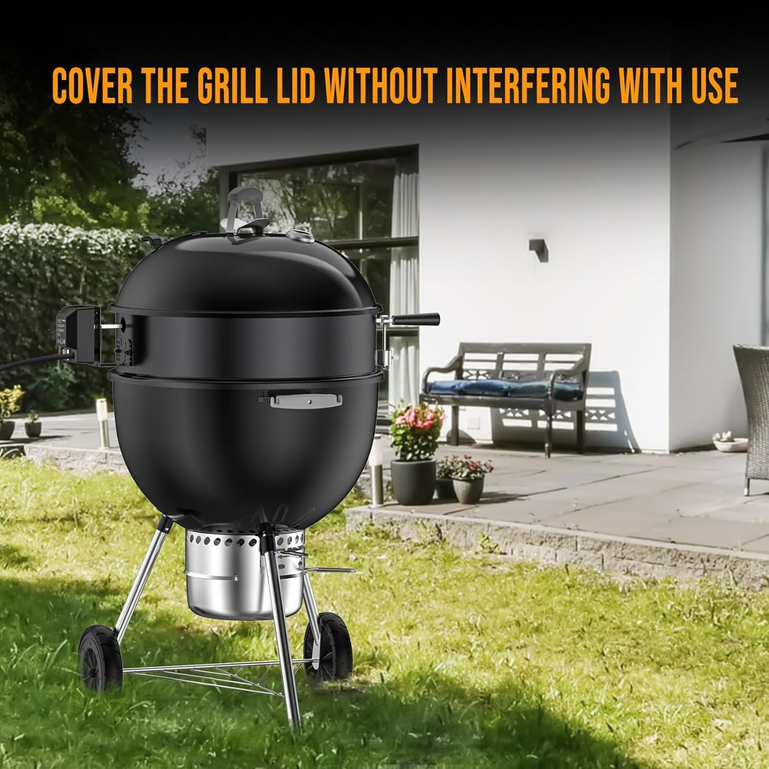 Charkettle Rotisserie Ring Kit for Weber 22-Inch Kettle Charcoal and Other Similar Size Grills, Black Coated Steel BBQ Grill Rotisserie Kit Replacement for Weber 2290 image number 3