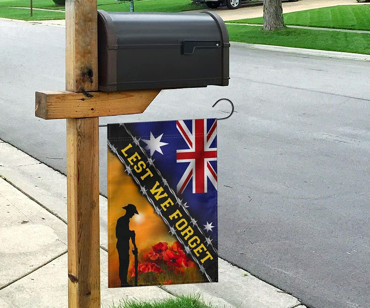 Lest We Forget Australia Flag Remembrance Anzac Day Honor Australian Veterans Flag Memorial Double Sided House Decor Flags Welcome Yard Flags