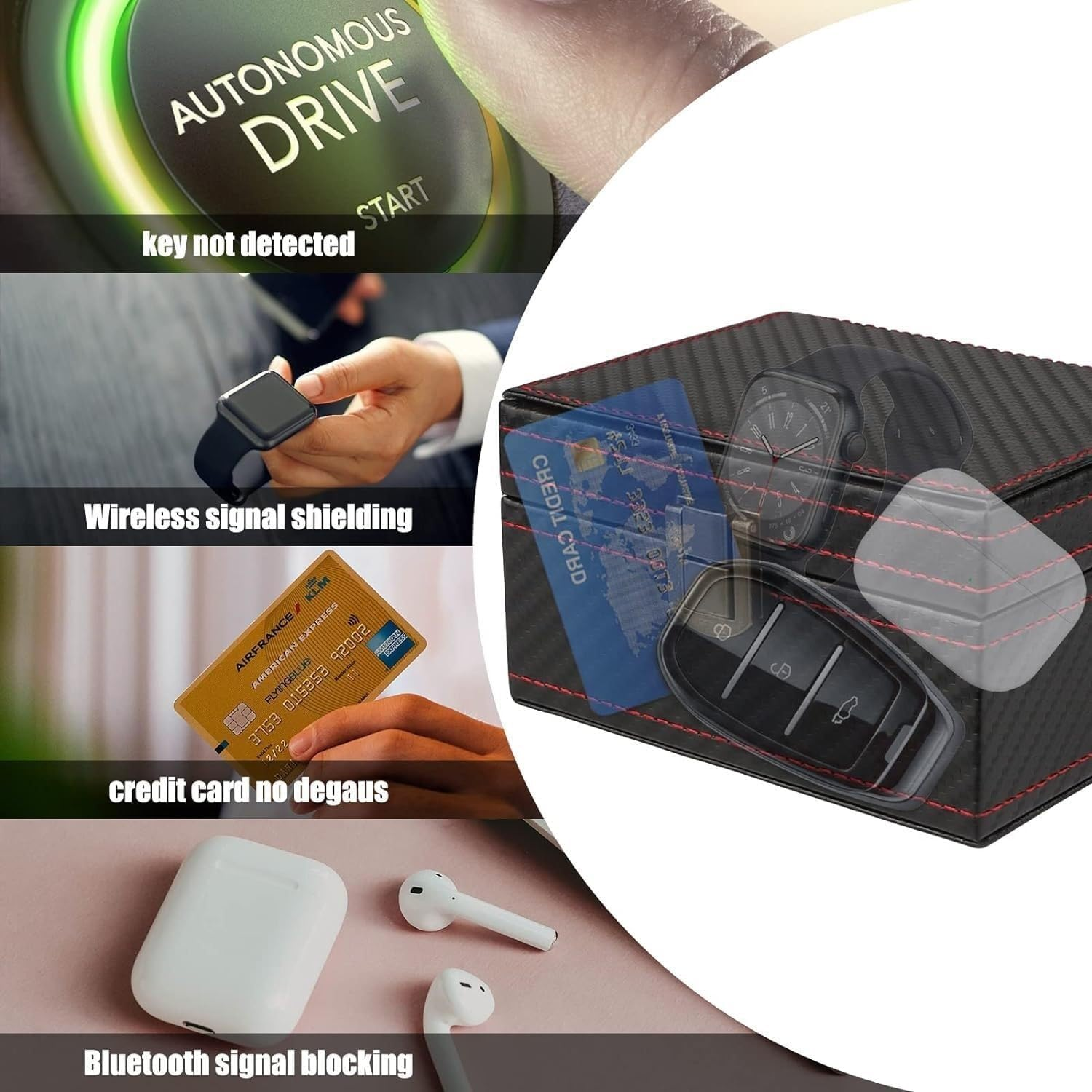 Car Keys Faraday Box Car Key Signal Blocker Box with 2 Pack Keyless Entry Faraday Pouch Anti-Theft RFID Protector, Keyless Cars Security anti Theft Bags image number 4