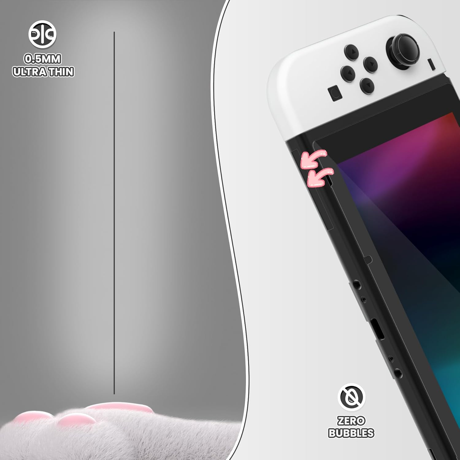 Extremerate 2 Pack Transparent Clear Border Transparent HD Clear Saver Protector Film, Tempered Glass Screen Protector for Nintendo Switch [Anti-Scratch, Anti-Fingerprint, Shatterproof, Bubble-Free]