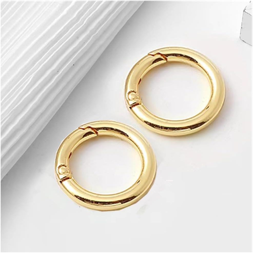 Spring O Rings, Granmagazz 20Pcs Spring O Ring Zinc Alloy Spring Clip, Spring Snap Clip for Keychain Necklace Jewelry DIY Key Chains,Spring O Rings round Carabiner Snap Clip, Purse, Bag (Gold)