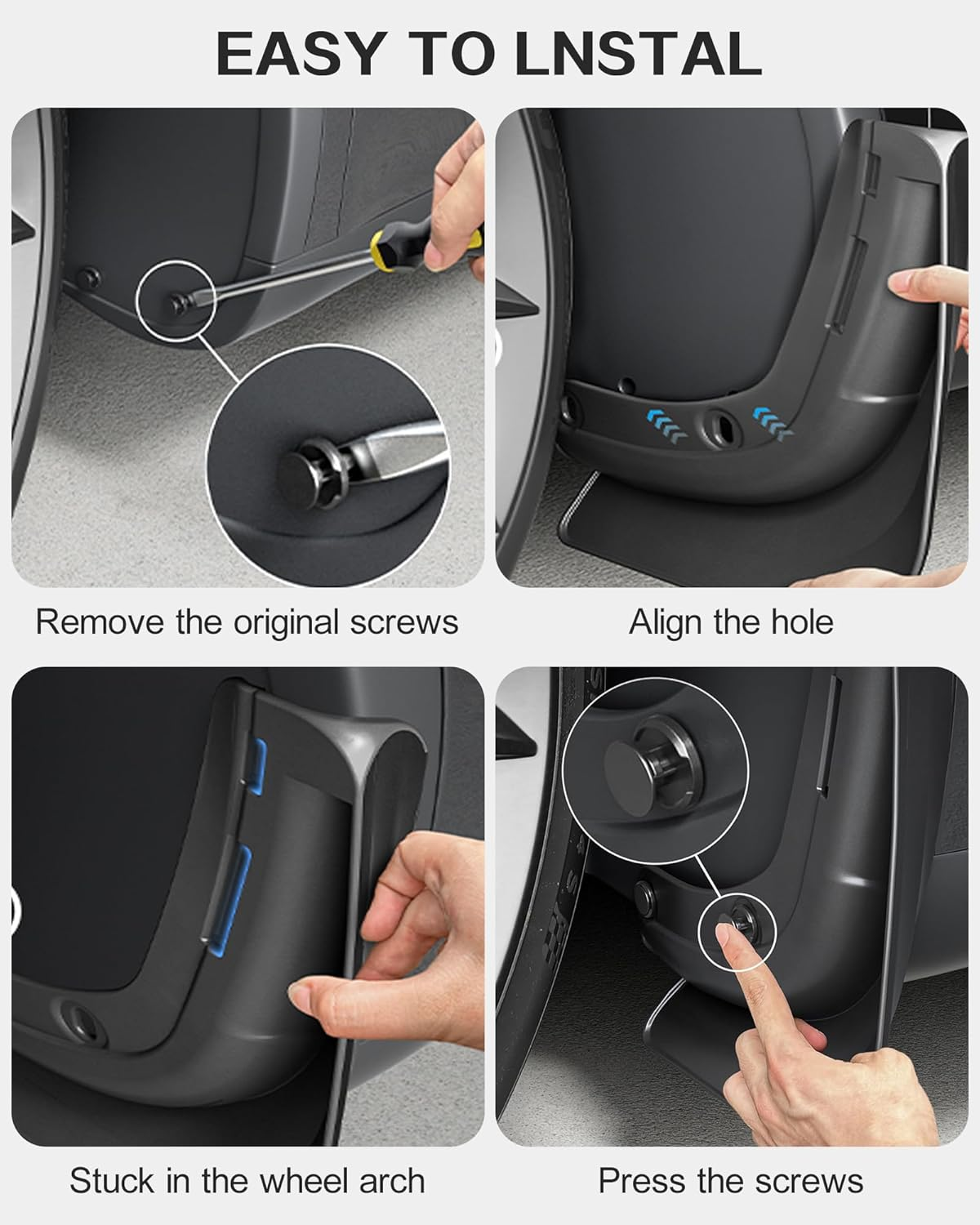 Mud Flaps Splash Guards for Tesla Model Y Juniper 2026-2025, No Drilling Required, Mudguard Fender for 2025 New Model Y Mudflaps Tire Protector Exterior Accessories (Model Y Juniper 2025-2026) image number 5