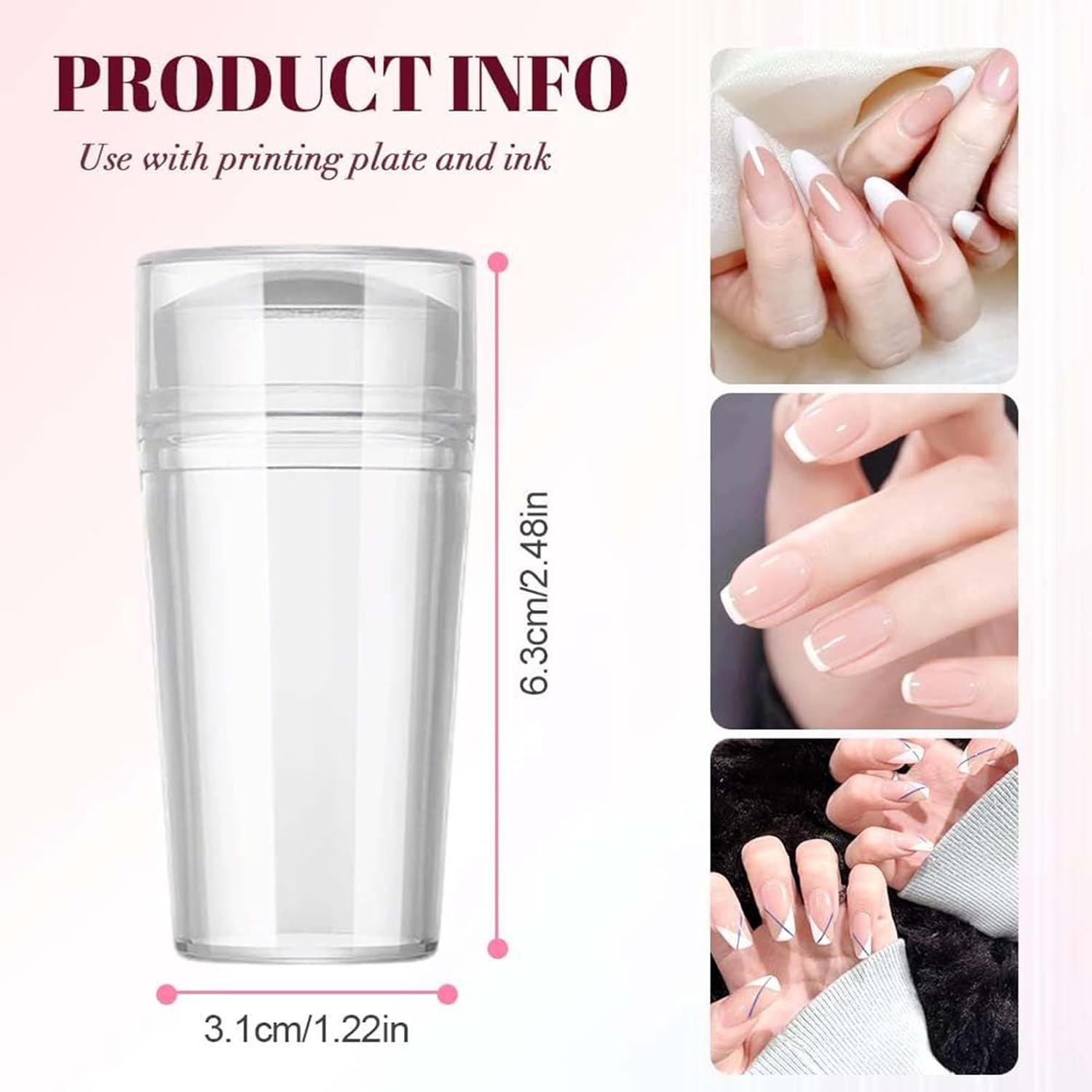 Ungtyb French Manicure Nail Stamp | Soft Silicone Nail Stamper Heads and Scrapers | Fingernail Decoration Printing Manicure Art Accessories for Home Salon