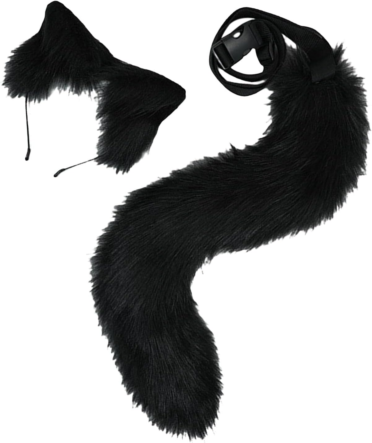 Faux Fur Animal Fox Ears Headband & Tail Costume Kit Hair Hoop for Party Halloween Fancy Dress Cosplay Unisex Kids, Brown