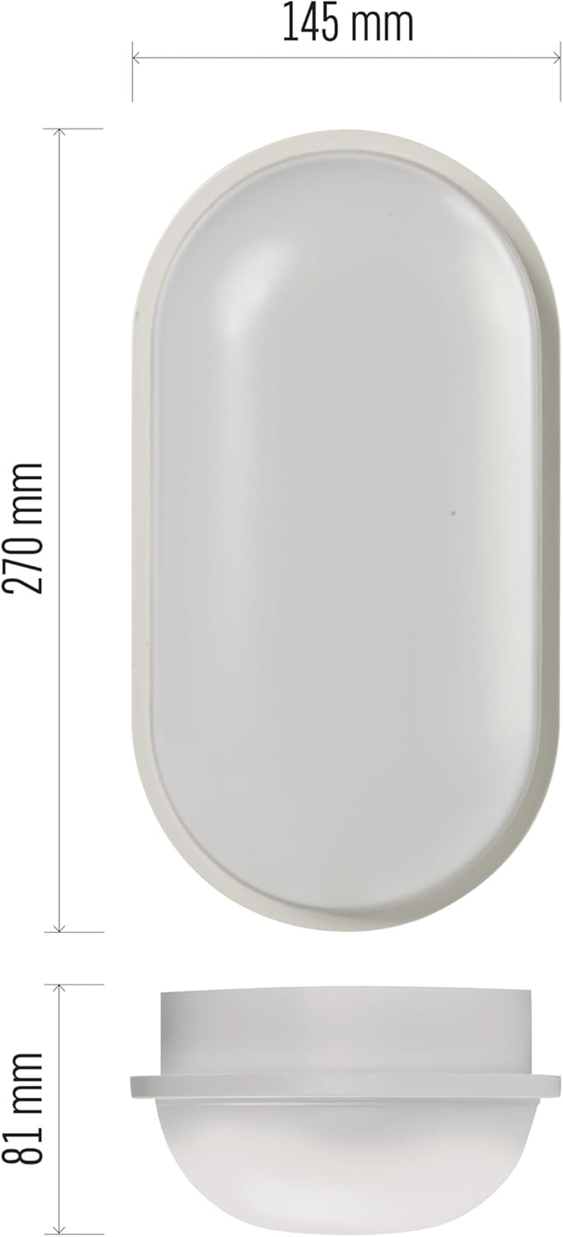 EMOS ZM3020 LED Wall Light and Ceiling Light 20 W Oval IP65 Waterproof 1600 Lm Oval Light Outdoor Light for Balcony, Basement, Garage, Outdoor, Neutral White 4000K, 27 X 14.5 Cm image number 2