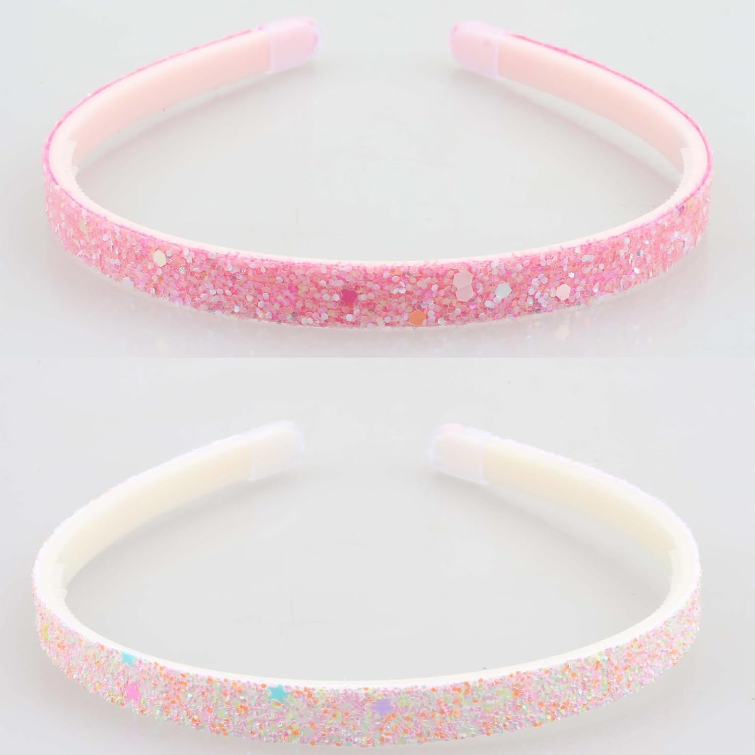 Pack of 5 Girls' Headbands, Colourful Hair Band, Plastic, Glittering, Cute, Non-Slip, Thick, Glittering, Confetti, Rainbow Hair Bands with Teeth for Little Girls image number 2