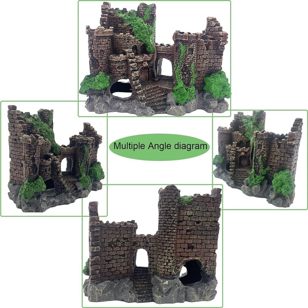 Fish Tank Castle, Aquarium Decorations Ornaments, Resin Castle Accessories for Betta Shrimp Turtle image number 3
