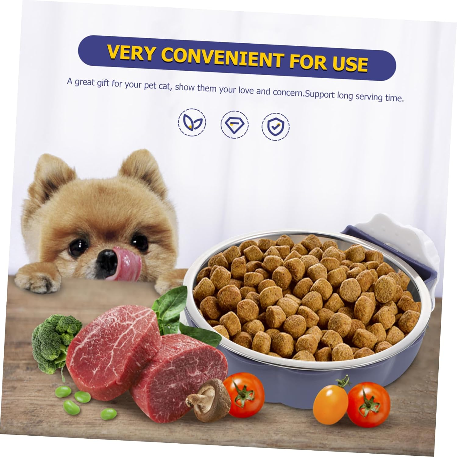 Weedsy 2Pcs Hanging Dog/Cat Bowl Dog/Cat Bowls Stainless Steel Pet Accessories Pet Food Container Pet Feed Bowl image number 3