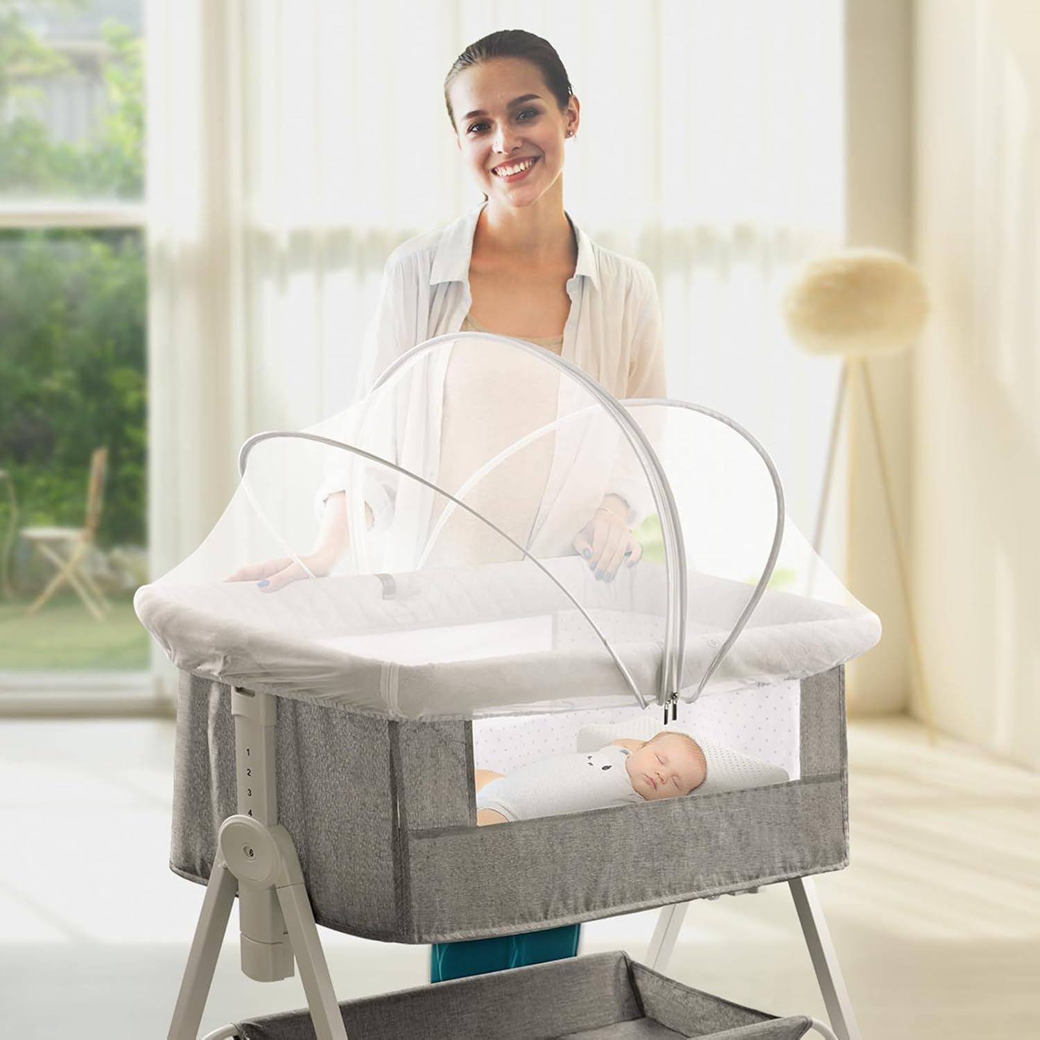 Bassinet Cover Mosquito Net, for Babies to Keep Insects/Bugs/Cats Out, Mesh Cover for Bassinet Bedside Sleeper, Travel Crib, Breathable Baby Mosquito Net with 2-Way Zipper image number 2