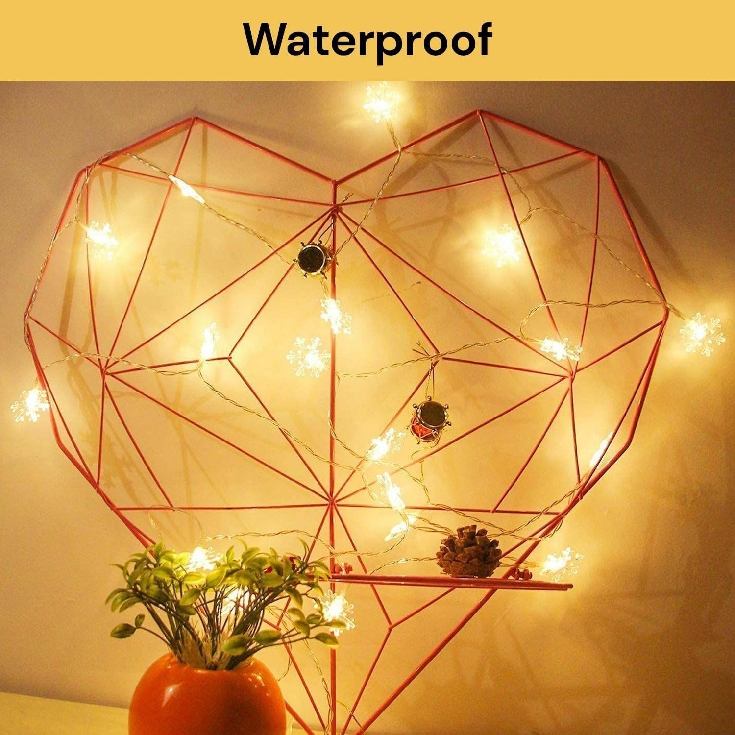 EZONEDEAL LED Snowflake String Lights Battery Powered String Lights, Decoration Fairy Lights for Christmas Lights Wedding Birthday Party Patio Garden Home Bedroom Indoor & Outdoor (3M 20Leds) image number 1