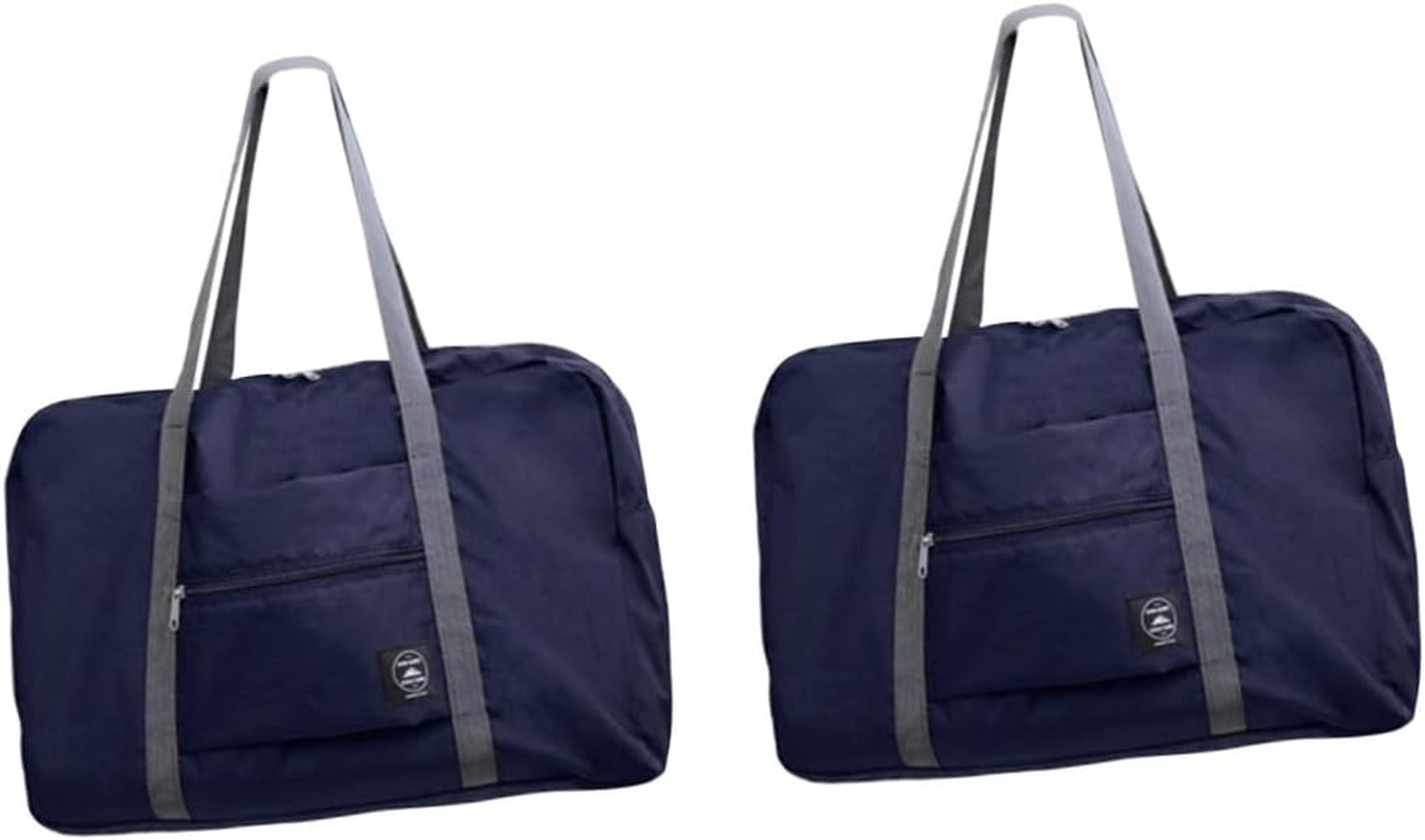 LIFKOME 2Pcs Travel Foldable Tote Bag Lightweight Storage Luggage Organizer for Fashion Trips Gym and Shopping Dark
