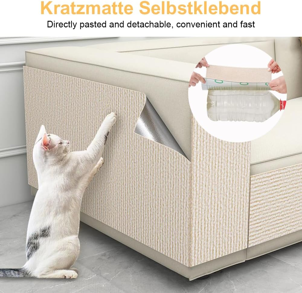 Cat Scratching Boards, Self-Adhesive, 200 X 40 Cm, Cat Scratching Mat, DIY Climbing Cat Scratcher, Scratching Pads for Cats, DIY Cat Scratching Boards, Cat Wall Rug, Scratch-Resistant Sofa Scratching image number 6