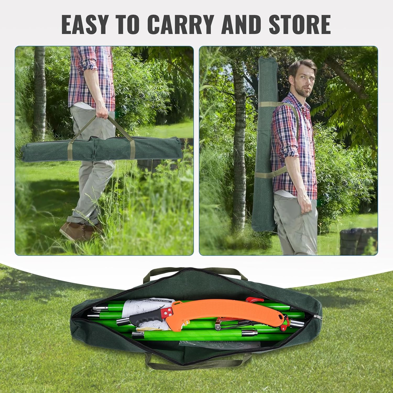 30 Ft Manual Pole Saw, Extendable Tree Pruner Blade and Scissors Set with 9 Fiberglass Handles, Long Branch Pruner Retractable for Backyard and Garden, Bush Cutting and Pruning of Palm Trees image number 2