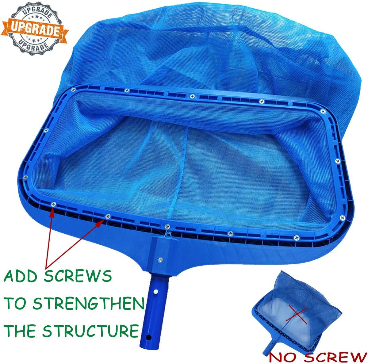 Upgraded Pool Skimmer Net, Heavy Duty Leaf Rake for Cleaning Swimming Pool & Pond, Fine Mesh Deep Bag Catcher with Strong Plastic Frame image number 4
