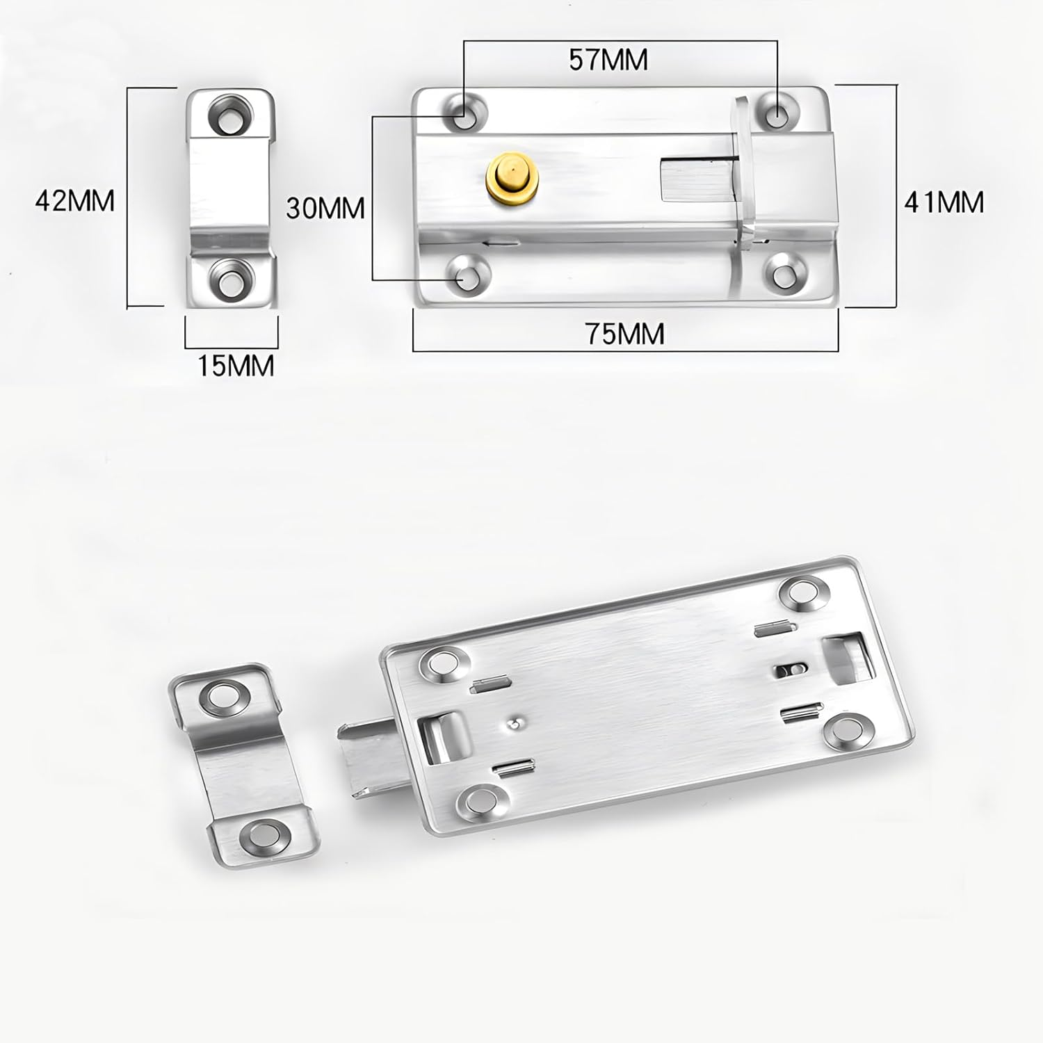 2 Pcs Door Lock Latch, Barrel Bolt Door Lock, Door Bolt Barrel Sliding Latch Lock for Bathroom, Toilet, Window, Furniture Pet Gate, 3 Inch