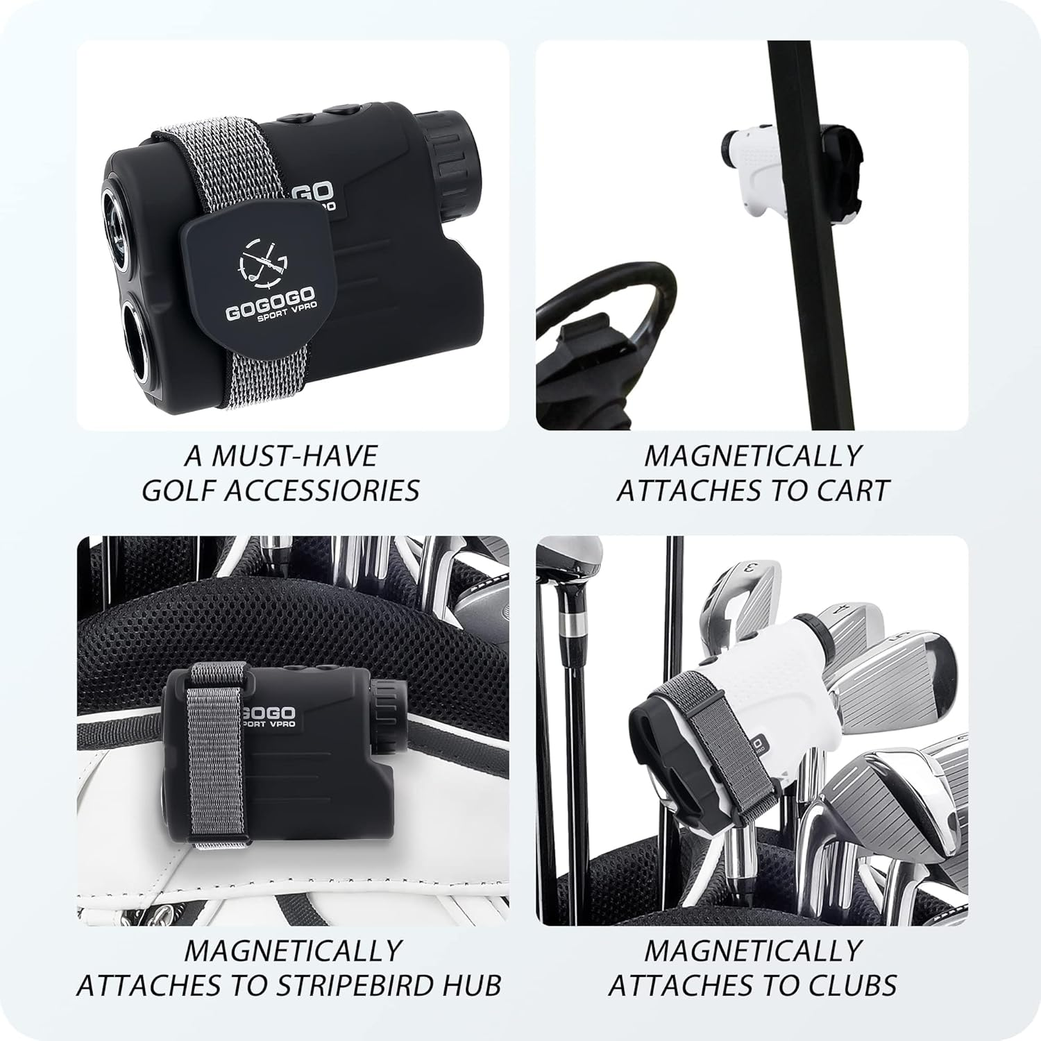 Gogogo Sport Vpro Golf Rangefinder Magnetic Holder Mount Strap, Adjustable Range Finder Strap Strong Magnet for Easily Stick for Golf Carts and Push Carts