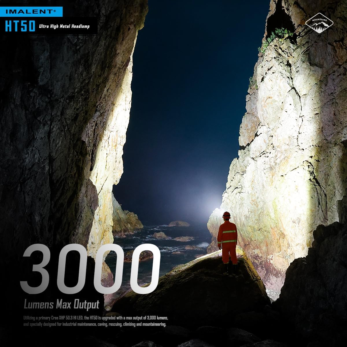 IMALENT HT50 LED Head Torch 3000Lumens Rechargeable Camping Hiking Equipment Waterproof Multifunctional High Intensity Headlamp Two Light （Red & White） Suitable for Wilderness Hiking and Exploration image number 2