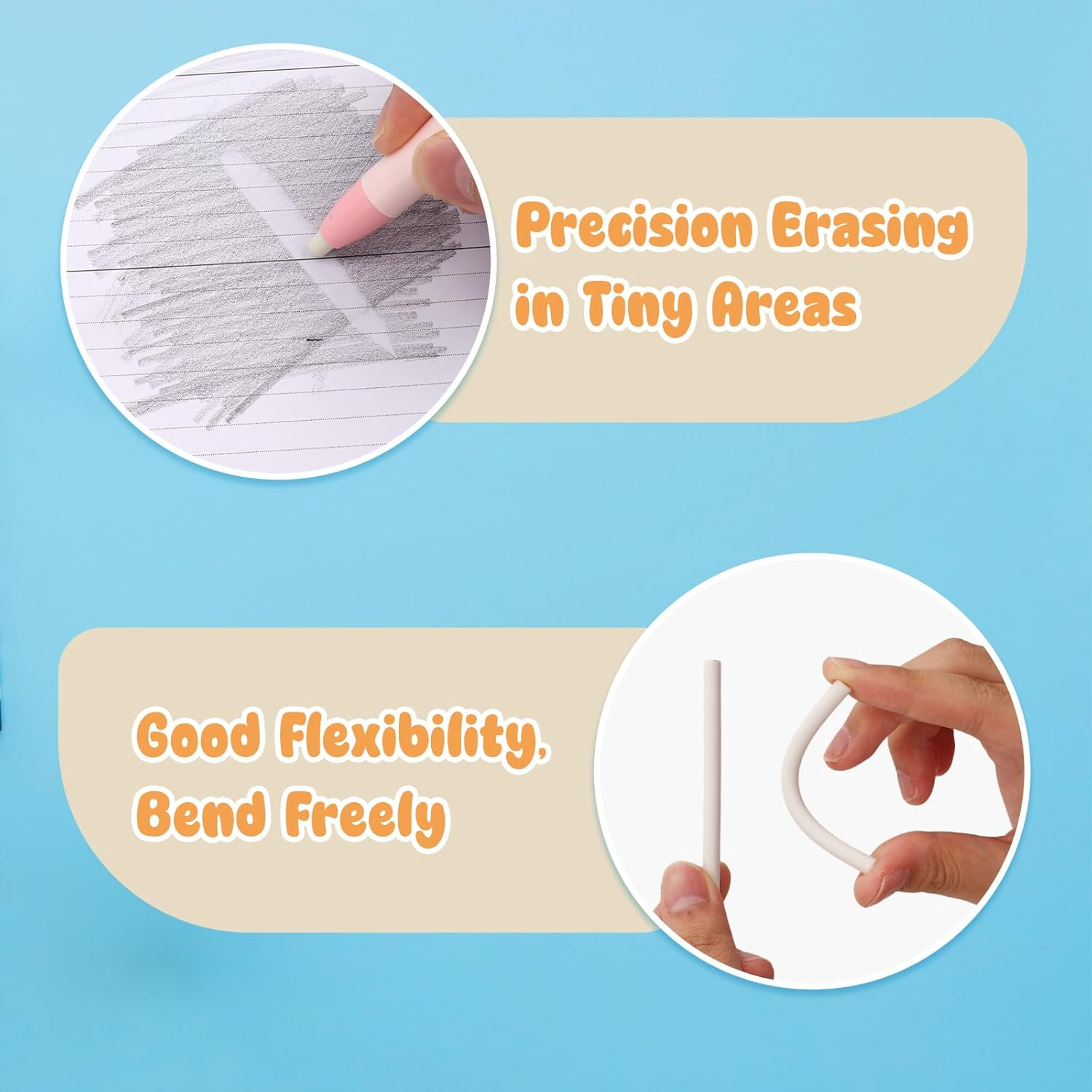 Viiotu Retractable Pen Style Eraser 4 Pack, Refillable Eraser Pen,Push Design Pencil Eraser for Kids,Great School Present for Children and Offices image number 5