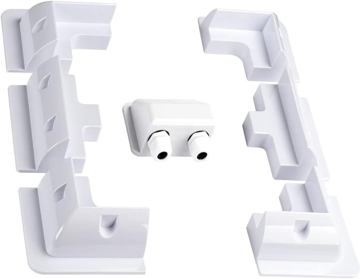 Solar Panel Corner Mounting Brackets ABS Drill-Free Solar Panel Brackets Roof Mount Kit with Cable Entry Gland Housing Mount for RV, Caravan, Vehicle, Camper Vans, Sheds, Garages (White, 7Pcs)