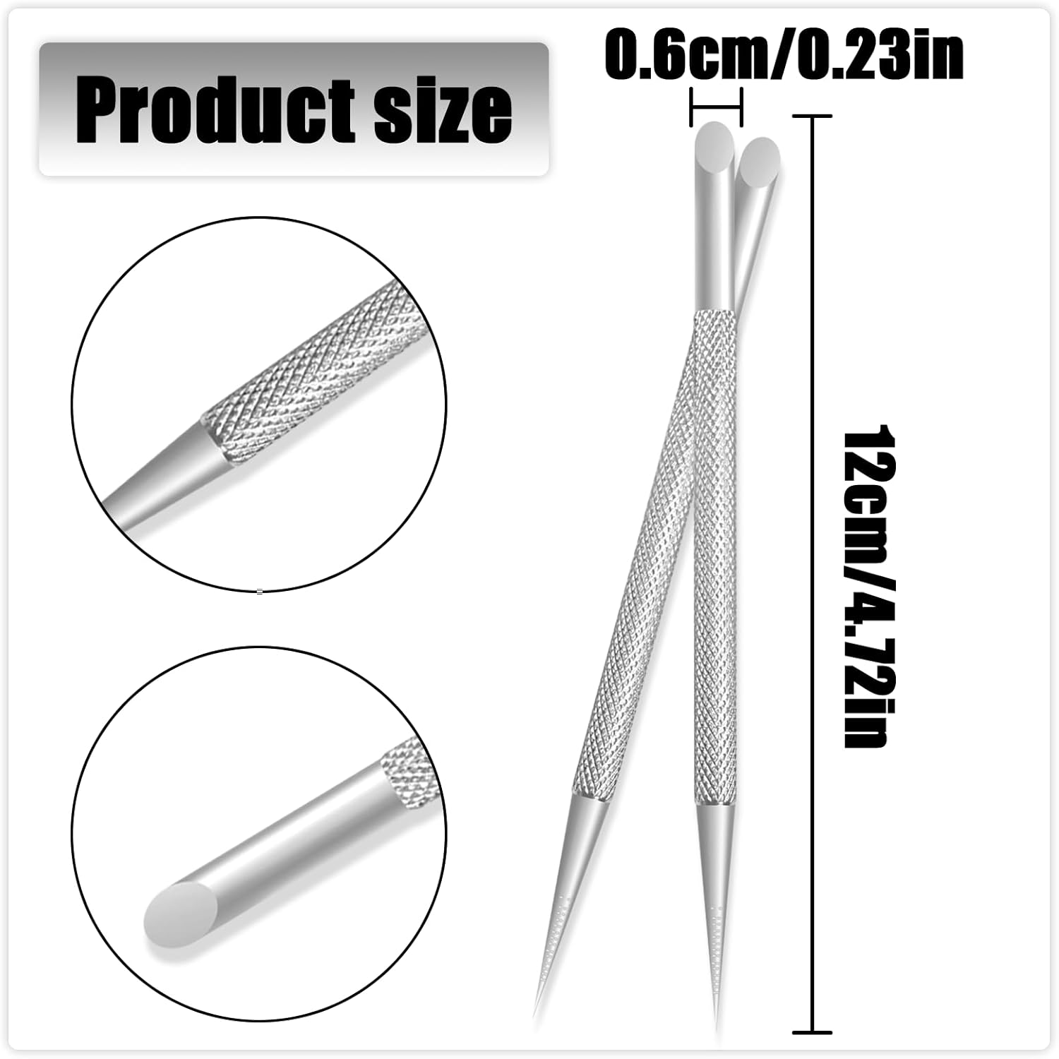 TEAONE Sided Cuticle Remover, 2 PCS Nail Art Pusher for Fingernails, Toenails (12Cm/4.72In) image number 5