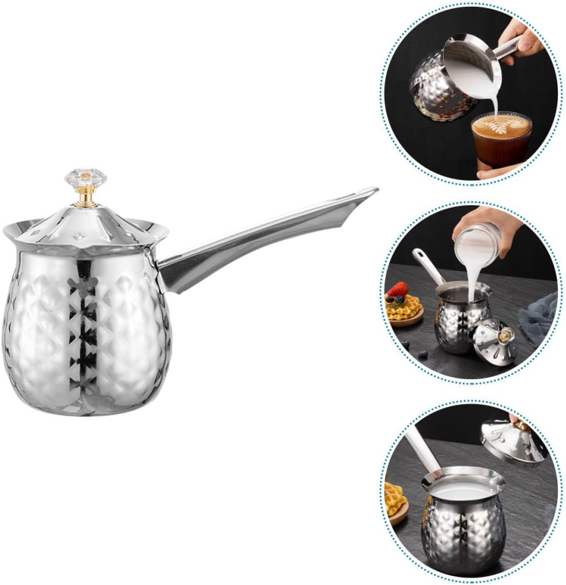 DECOMELODY Stainless Steel 200Ml Milk Frothing Pitcher with Spout, Wear-Resistant Coffee Steaming Jug, Convenient Kitchen Accessory for Espresso and Latte Art image number 1