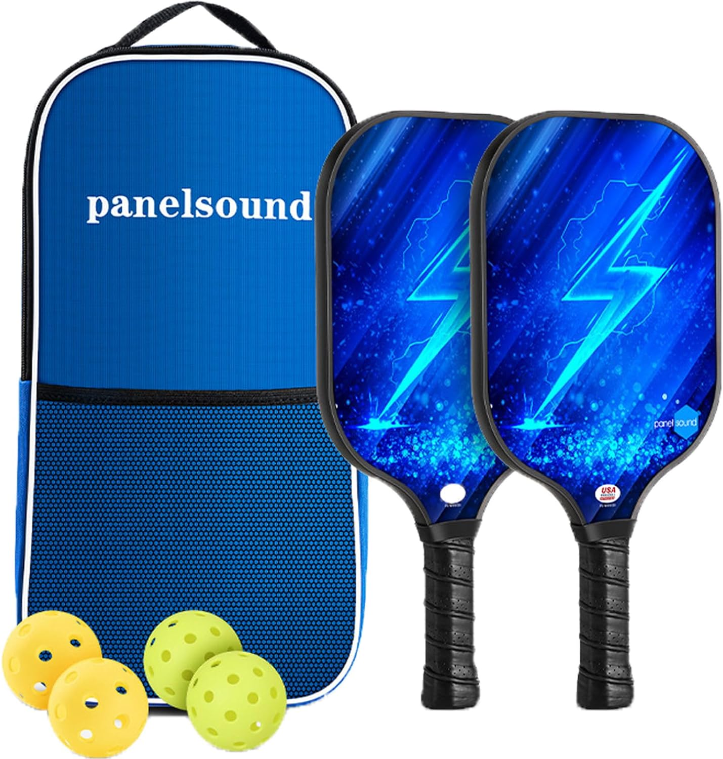 Pickleball Paddles Set, Lightweight Pickleball Rackets, Honeycomb Core Carbon Fiber Surface, Comfort Grip, 2 Pack Lightweight Racquets with 4 Pickle Balls 1 Bag