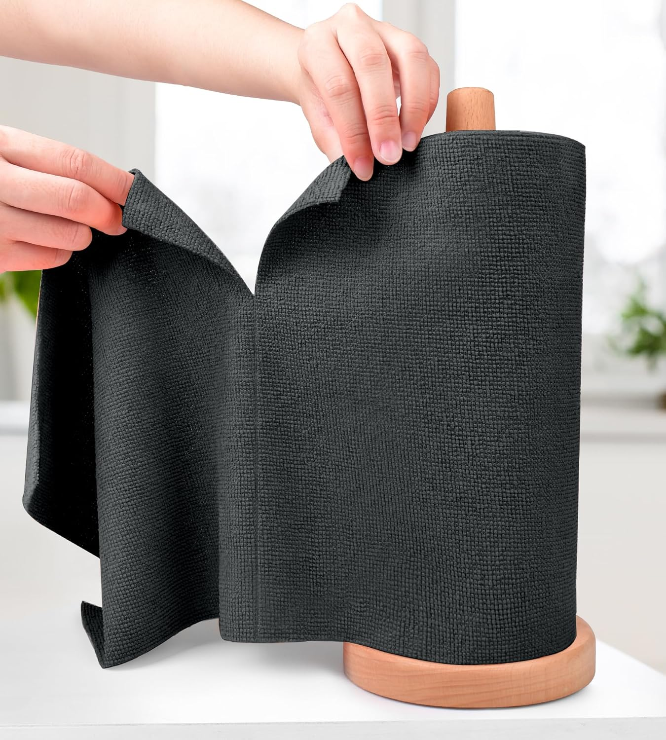 Kitchlife Microfiber Cleaning Cloth Roll - Tear-Away Reusable Microfiber Paper Towels, Lint-Free, Washable, 20 Sheets for Kitchen, Car, Dishes, and Sensitive Surfaces (Grey)
